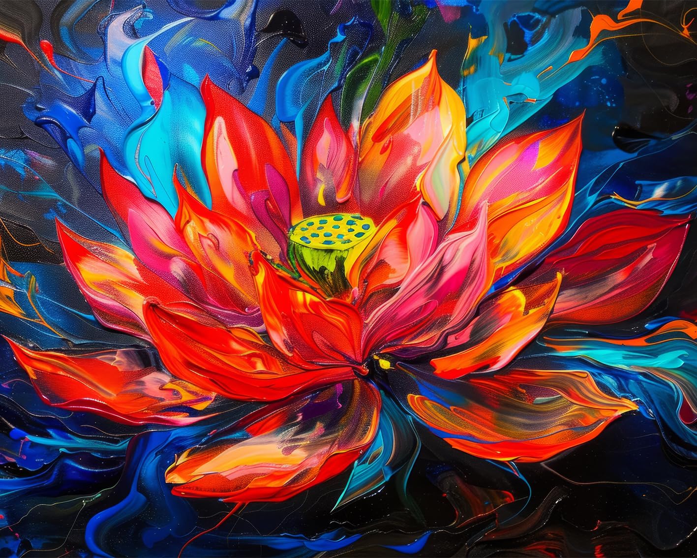 TISHIRON Lotus Paint by Numbers Adults, Red Lotus Elephants Paint by Numbers, Paint by Numbers and Acrylic Paint, 16 x 20 Inch Flames Painting by Numbers Adults, Family, Friends