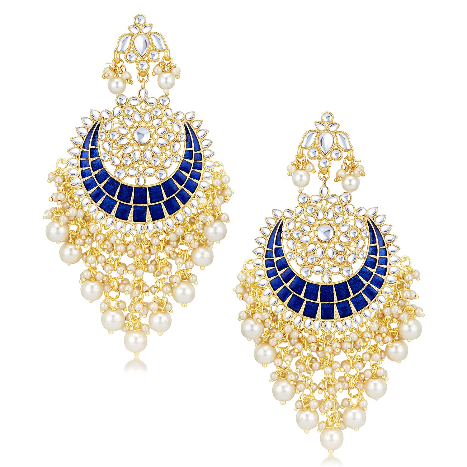 Sukkhi Exclusive Pearl Gold Plated Kundan Meenakari Earring Set for Women (B094133QXM) Amazon Price History, Amazon Price Tracker
