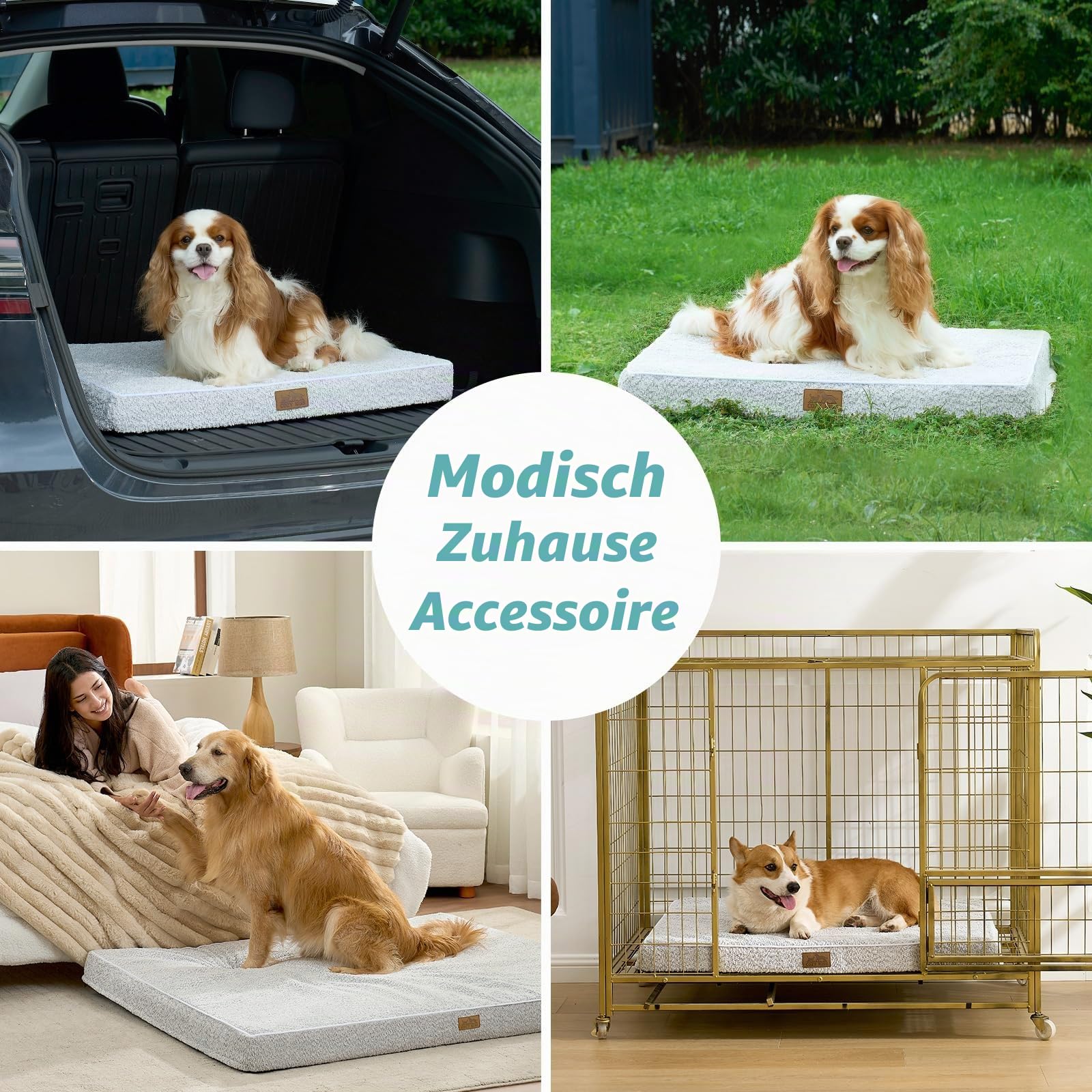 COZY KISS Orthopädisches Hundebett Grosse Hunde - 137x112x10 cm Hundekissen Waschbar Hundematte mit Abnehmbarer Bezug, Hundematratze Rutschfester Unterseite, Grau