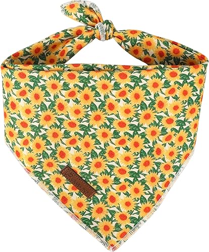 Miniatura 1 de Bandana de otoño para perro, bandana de girasol para perros pequeños, medianos y grandes, lindo pañuelo de flores para cachorros, bufanda triangular