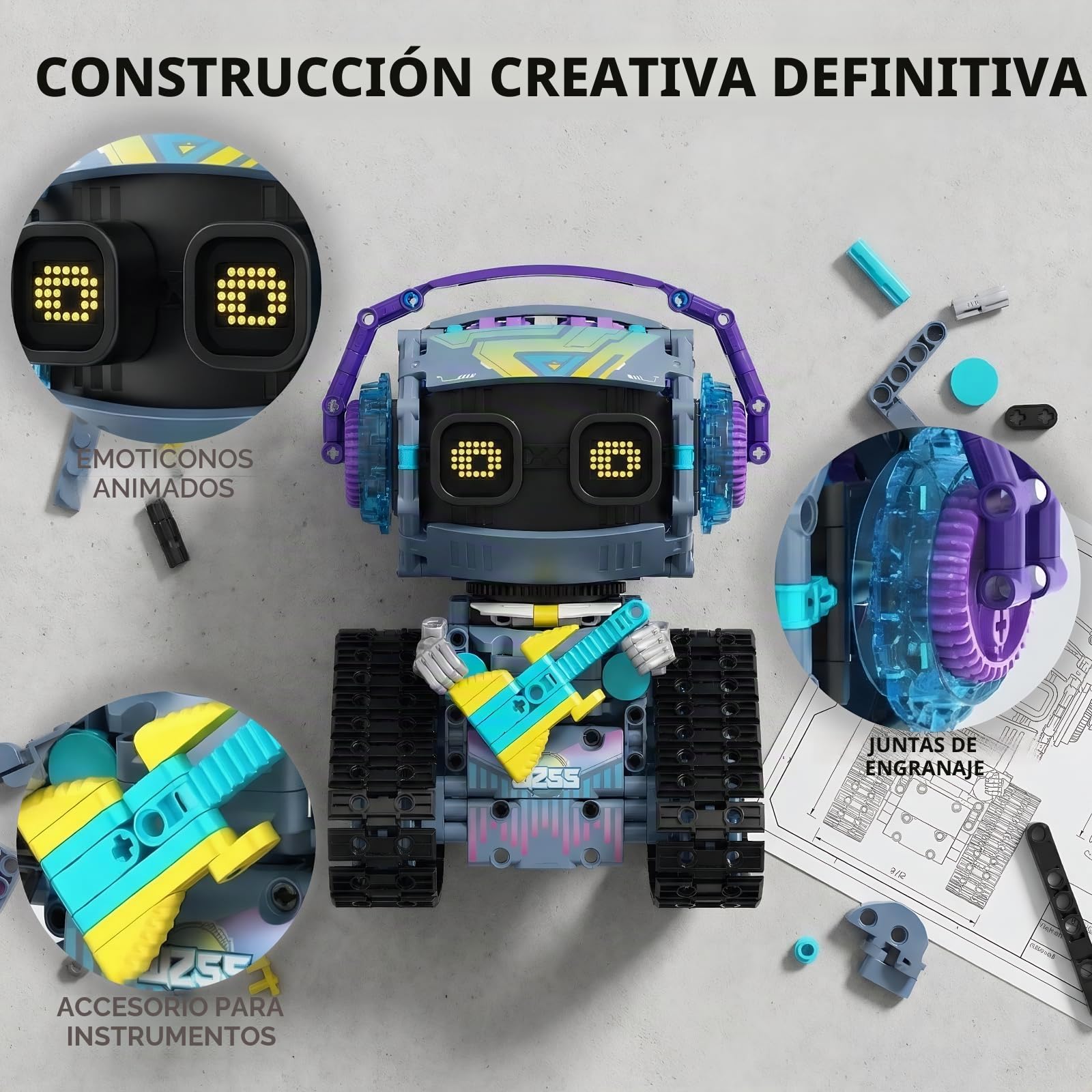 Kit Robot, 3-in-1 Modelo Set Proyecto Proyecto Regalo | kit robot: control por app, mando, orugas ágiles y movimiento reactivo; aprendizaje, regalos, proyectos familiares y hobby