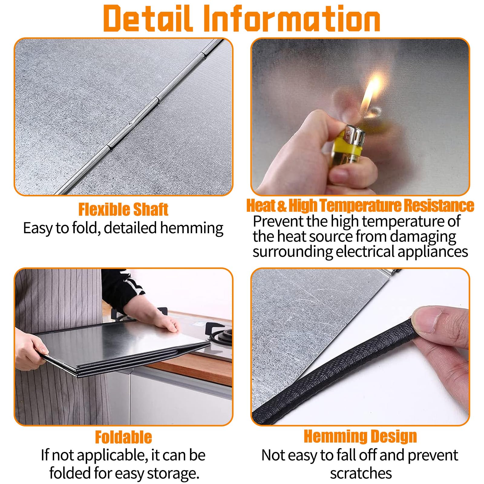 Paraschizzi Parete Cucina con Rivestimento Antiaderente, Pannello Paraschizzi 4 Lati Pieghevole, Pannello Protezione Schizzi Olio Fornello, Paraspruzzi Fornelli per Cucine Gas, Padella (76x29x30cm)