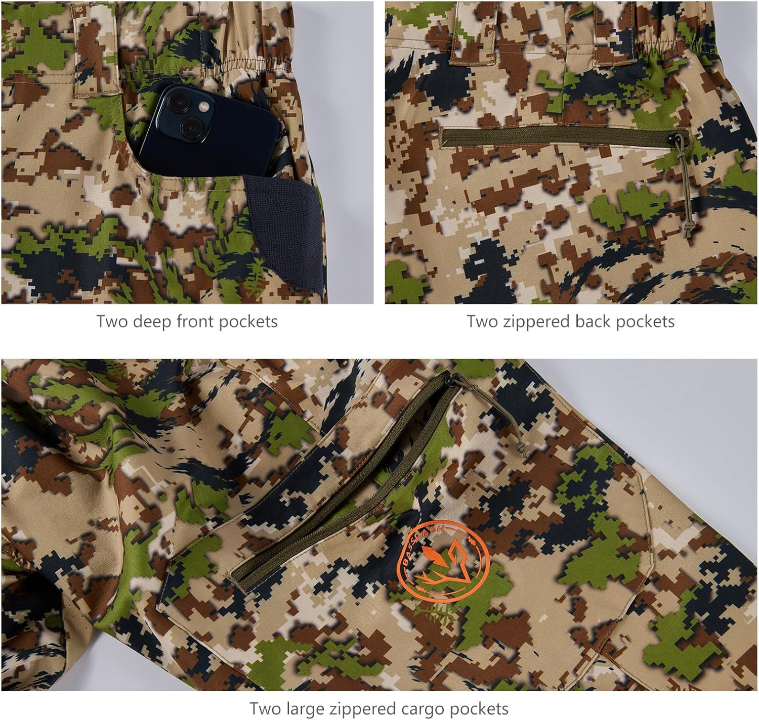 BASSDASH Men’s Lightweight Hunting Pants 4-Way Stretch Breathable Water Resistant for Turkey Early Season Spring Summer - Image 5