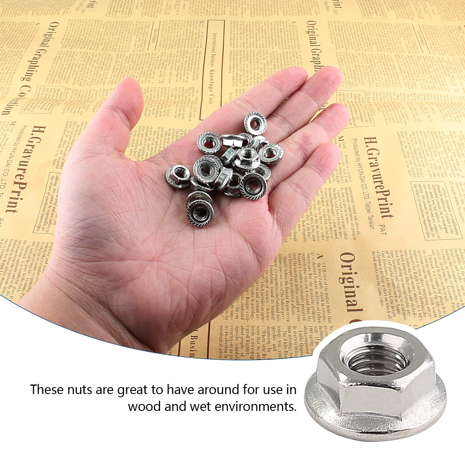 50 Pcs M5x0.8mm Serrated Flange Hex Lock Nuts, 304 Stainless Steel - View #9