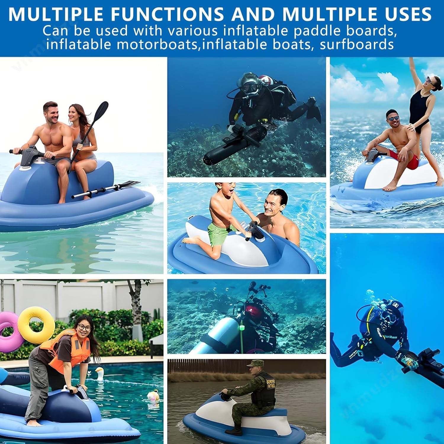 Jet Boat Gonflable, Bateau De Surf, Jet Ski Gonflable avec Scooter De 500 W Et Pagaie, Batterie De 10 000 MAh, Bateau À Moteur Électrique, pour Les Sports Nautiques.