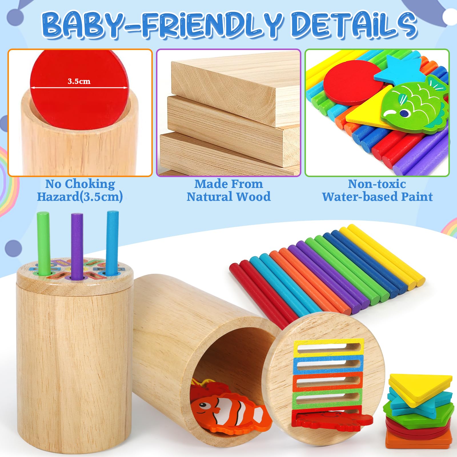 Giochi Bambini 4 5 6 Anni, 4 in 1 Giochi Montessori, Classificazione delle Forme e dei Colori, impilamento e smistamento, Giocattoli Montessori per Bambini di 4+ Anno Regali Educativi