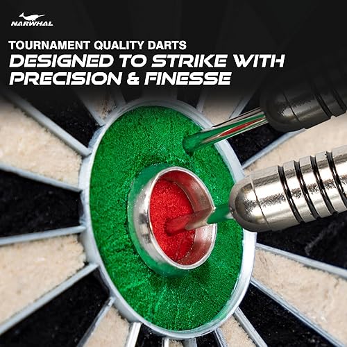Miniatura 6 de Narwhal Tournament - Dardos de punta de acero de 0.78 oz, paquete de 3 dardos de 5.5 pulgadas con punta de metal y estuche de almacenamiento