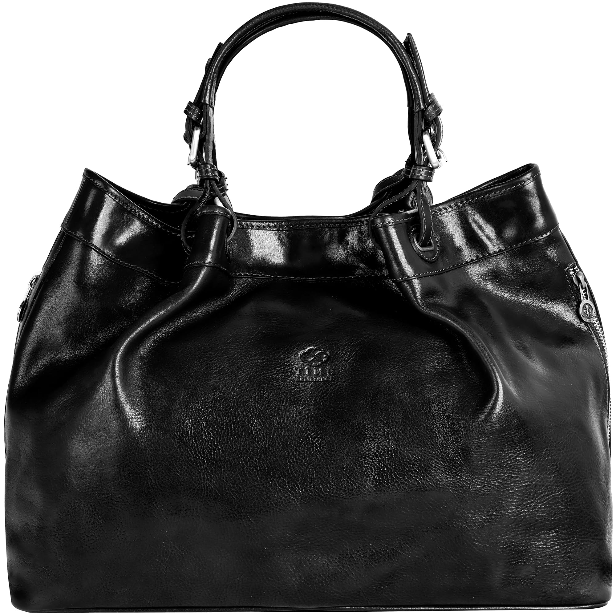 Time Resistance Leather Handbag - Top Handle Bag