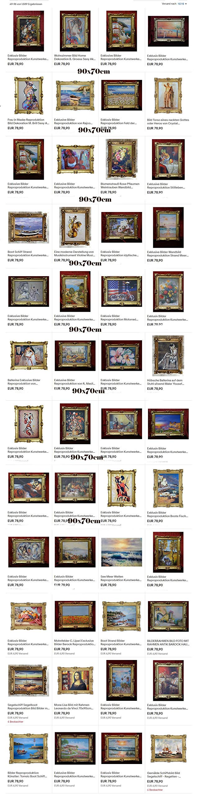 Made in Italy Mona Lisa Bild mit Barock Rahmen Wandbild von Leonardo da Vinci 70x90cm Kunstdrucke Gemälde Retro Repro Antik für Home Büro Praxis Café 58B