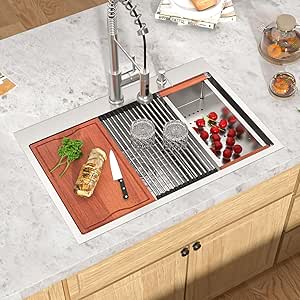 Drop In Kitchen Sink 33x22", 9" Basin Depth, 18 Gauge Stainless Steel Sink, 3D Ebossed Surface - View #2
