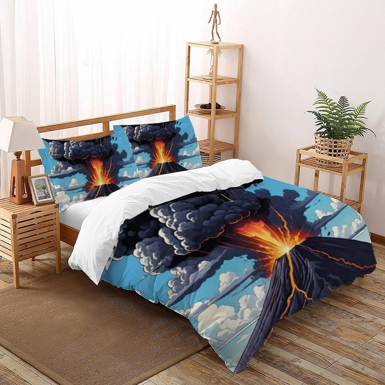 Housse de couette manga japonais volcan 200x200cm pour lit double