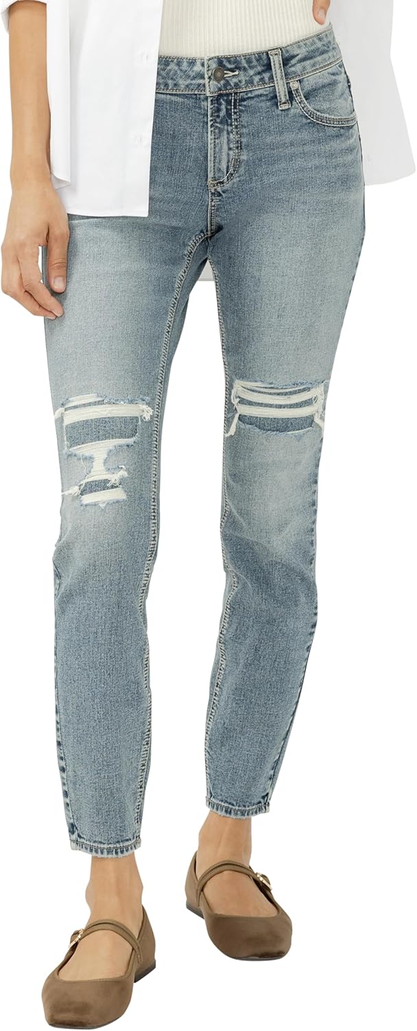 Silver Jeans Co. Women's Elyse Mid Rise Comfort Fit Skinny Jeans