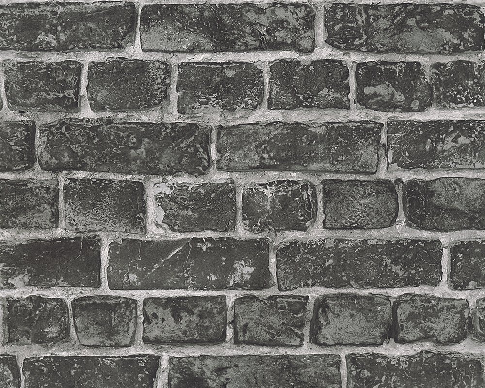 A.S. Creation 30682-2 Best of Wood and Stone Realistic Brick Design Wallpaper, Black/Grey, 53 x 1005 cm - Image 2