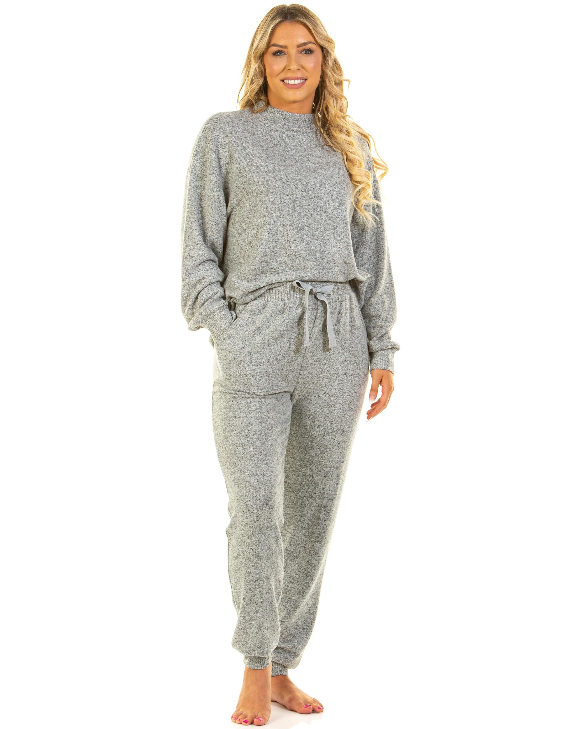 Wysteria Lane Cloudknit® Long Sleeve Lounge Pyjamas Heather Grey