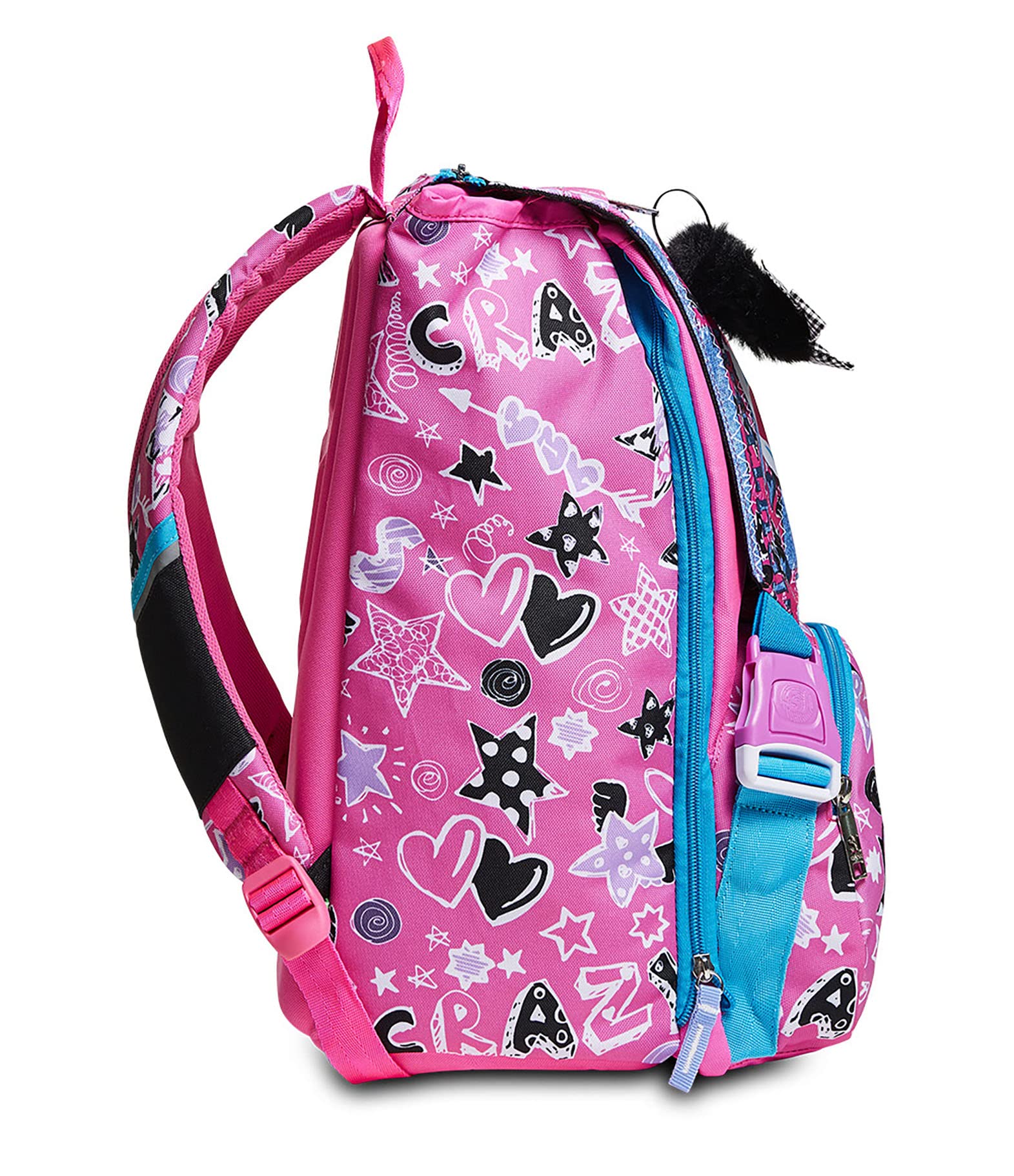 Zaino Scuola Estensibile - SJ Cuteled Girl Bambina - Rosa - Flip System diverse fantasie con cuore LED