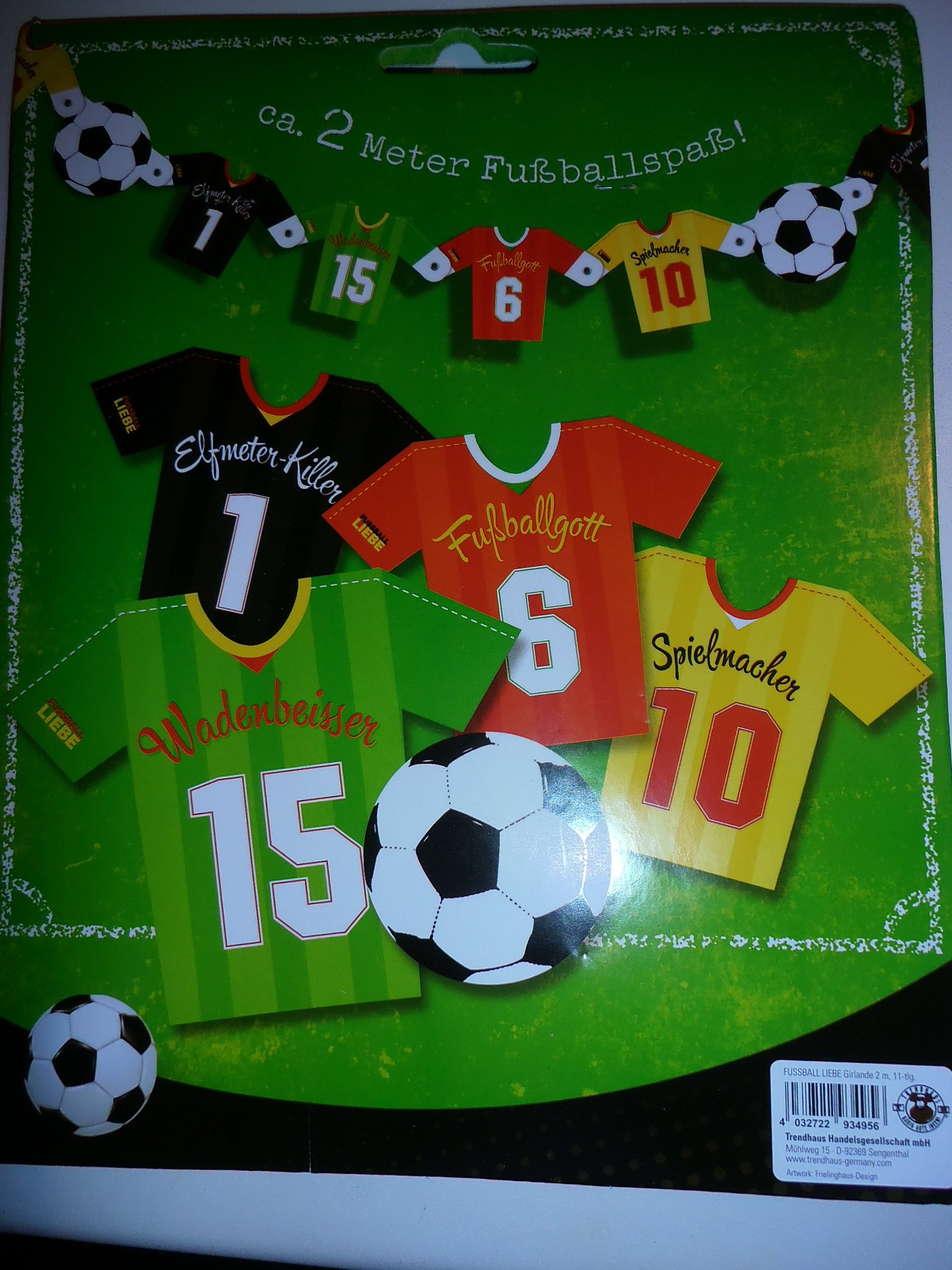 Trendhouse GmbH 1 x Football Garland Chain Approx. 2 m Football Fun Party