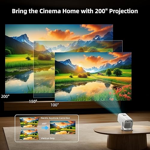 Vista 6 de Mini Projector, Portable Projector 4K Support, Full HD 1080P Outdoor Projector, 270° Rotation Movie Projector, Compatible with Smartphone, TV Stick