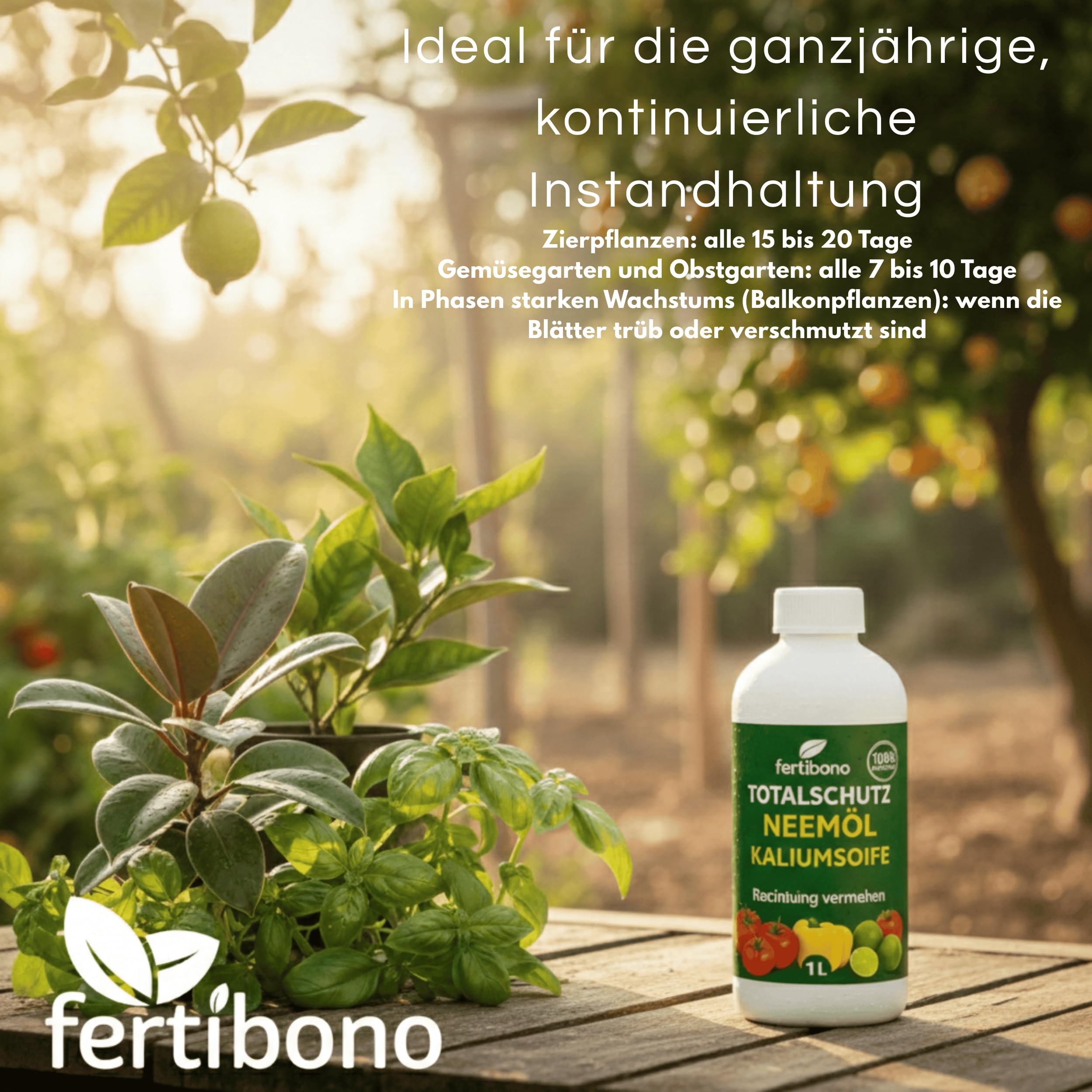 FERTIBONO Neemöl & Kaliseife 1L | Natürliche Pflege für Garten & Gemüse | Hält Blätter sauber & fördert Vitalität | Ohne Chemie