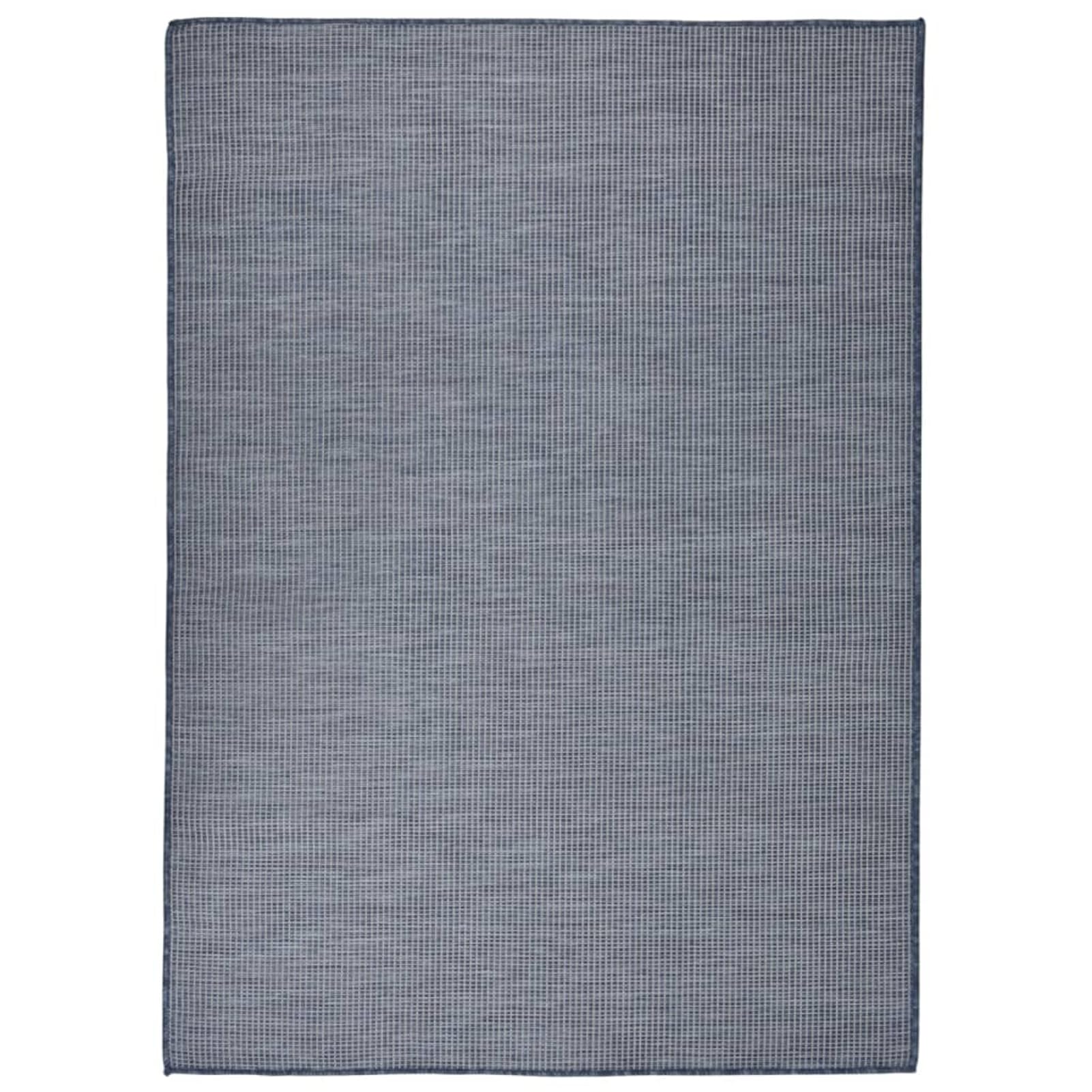 Tapis d'extérieur pour terrasse et jardin grand modèle bleu canard 200x280cm en tissé plat