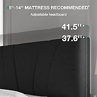 Vista 29 de Novilla Base de cama de plataforma tamaño Queen con cabecera ajustable tapizada, marco de cama Queen, no necesita somier, sin ruido, fácil montaje