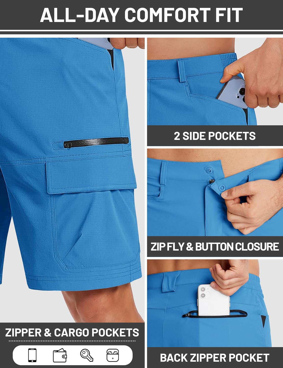  Men's Summer Outdoor Shorts 7"/10" Cargo Casual Golf Hiking thumbnail