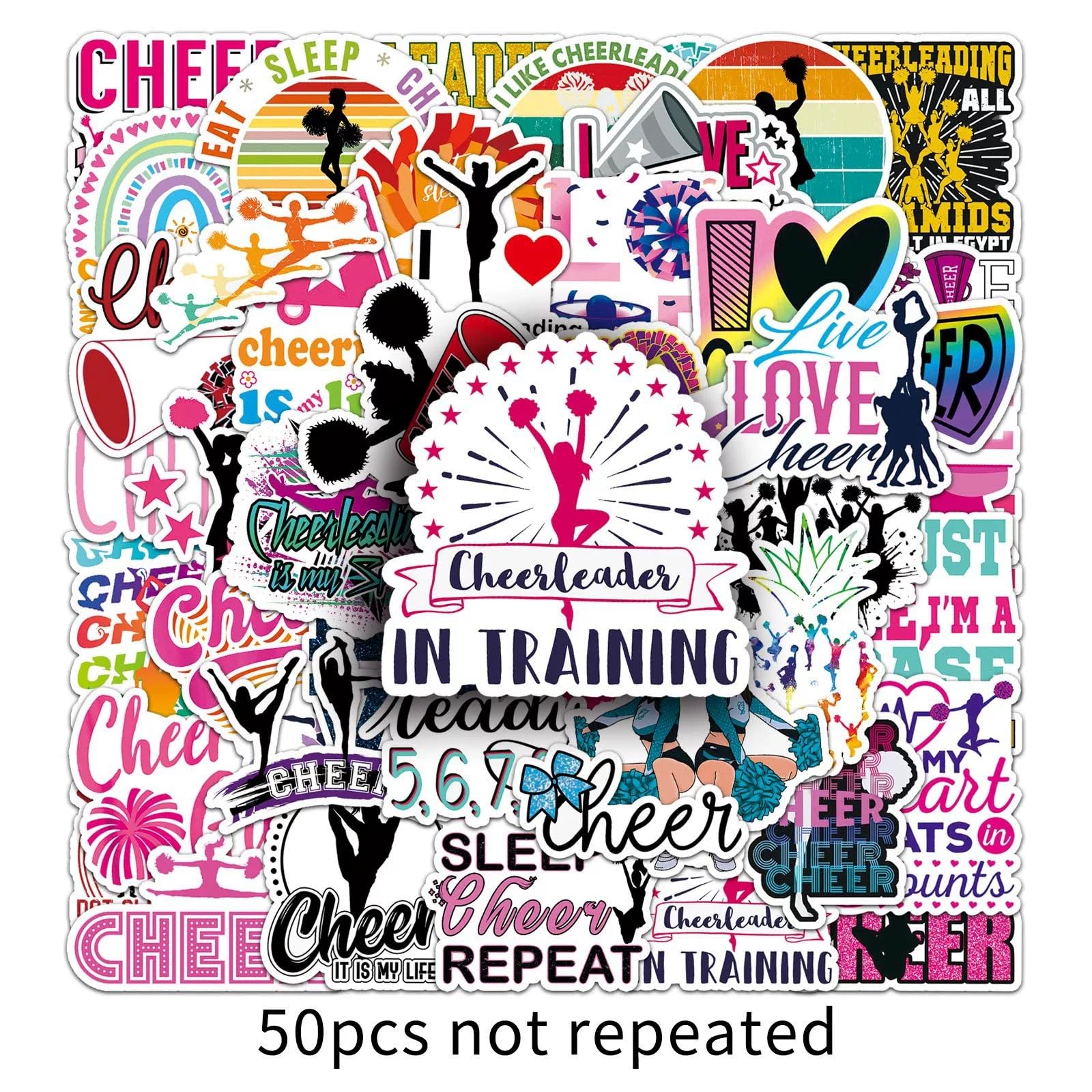 Cheer Stickers Cheerleader Stickers Pack 50PCs Vinyl Waterproof Decals,Perfect Cheer Gifts for Cheerleader Girls,Motivational Positive Stickers for Water Bottles Laptop Computer Luggage Cup - Image 3