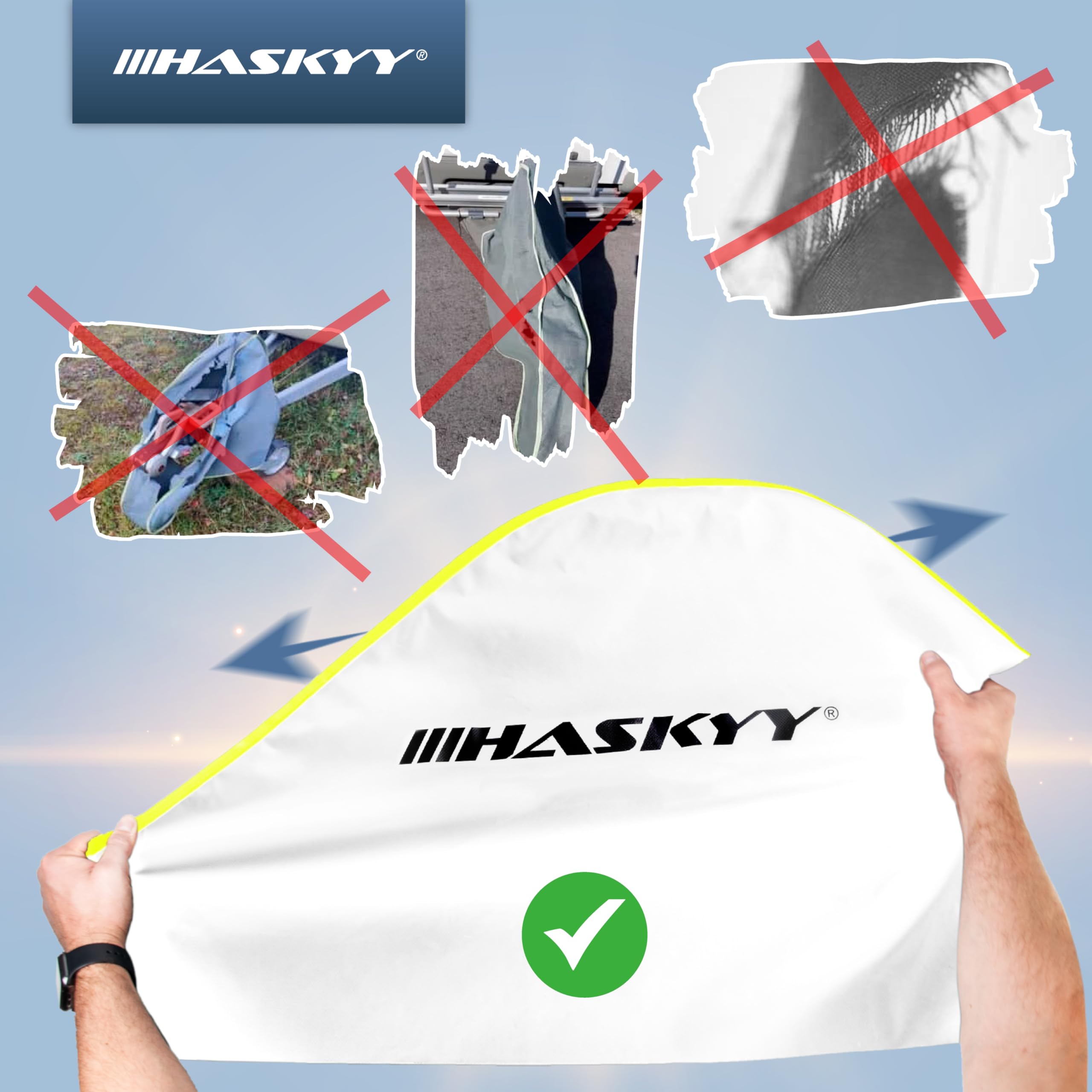 HASKYY Copertura Per Timone Rimorchio/Roulotte 90x60 Cm - Impermeabile, Antivento, Universale, Telone Per Camion, Con Cordino Elastico - 4