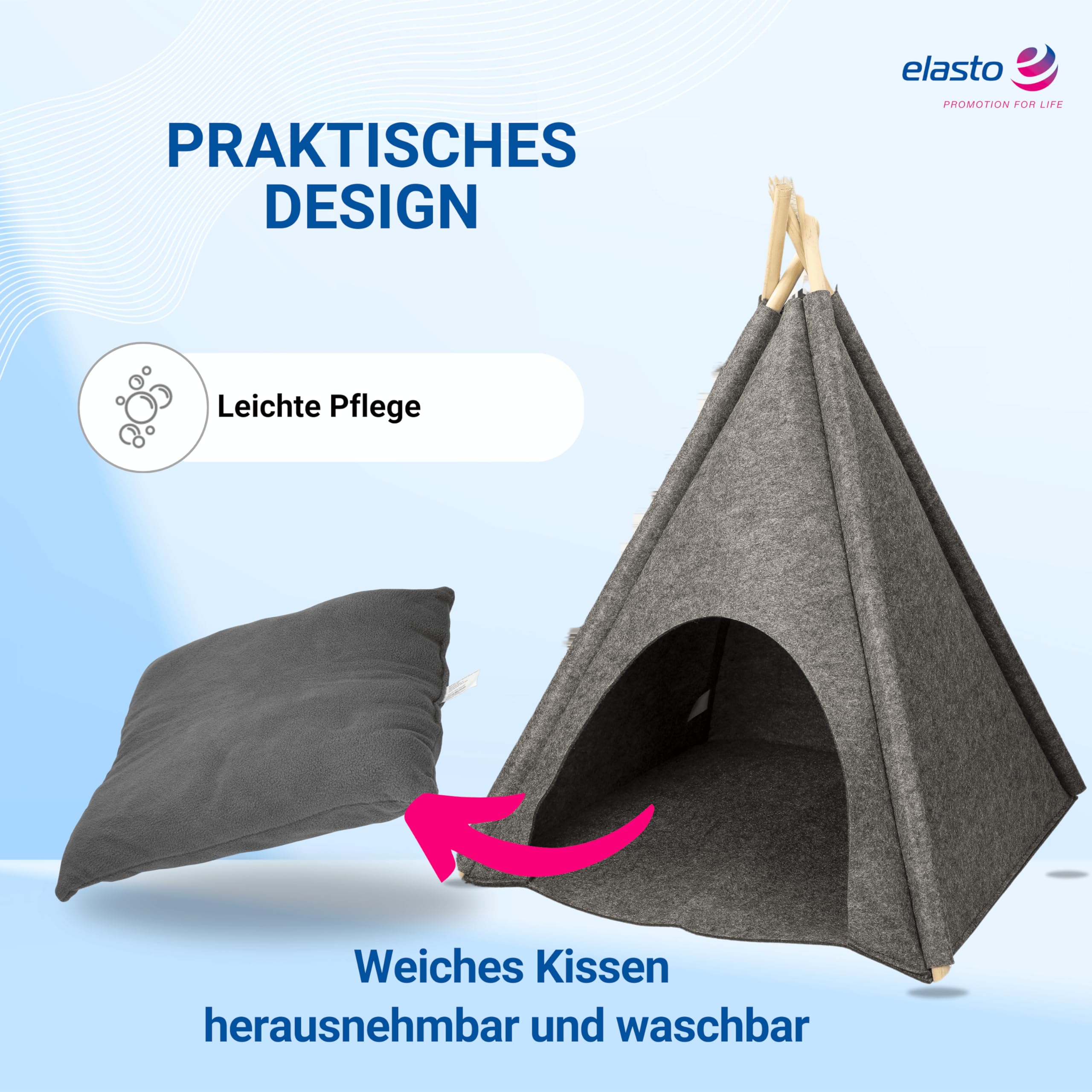 Katzenhöhle & Hundehöhle für kleine Hunde - bequemes Indoor & Outdoor Tipi Zelt aus Filz - Kuschelhöhle Katze & Hund - Katzenbett inkl. Kissen