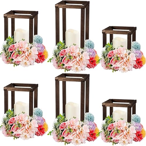 Farol de madera con vela LED, farol de boda, centros de mesa, decoración rústica de mesa de boda, decoración de casa de campo con velas sin llama