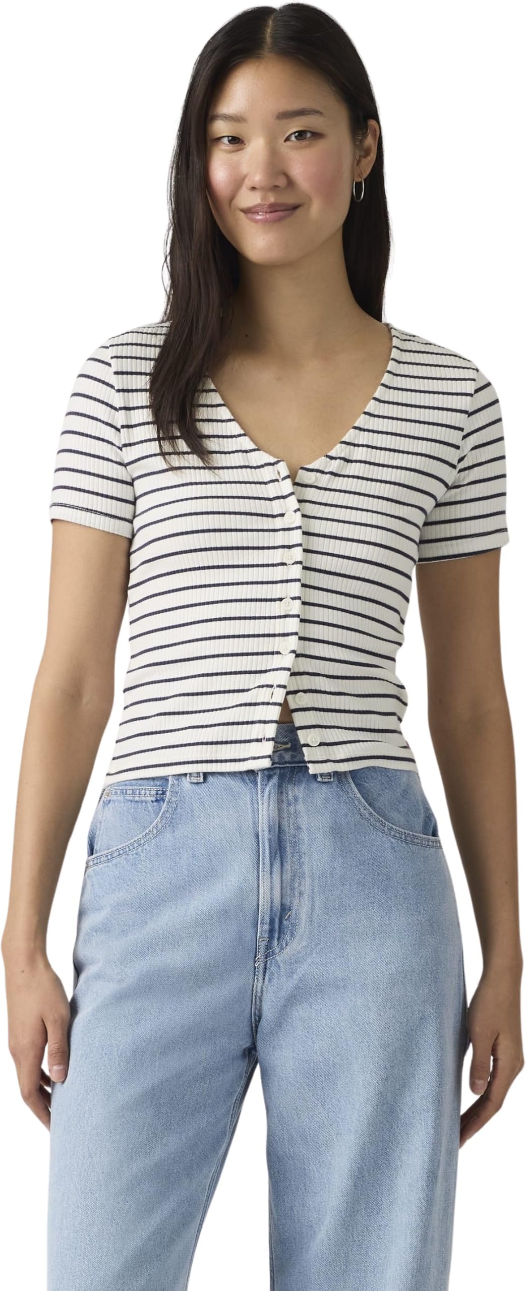 Levis Women's  Short Sleeve Striped T-Shirt in Size 12, Sports Direct