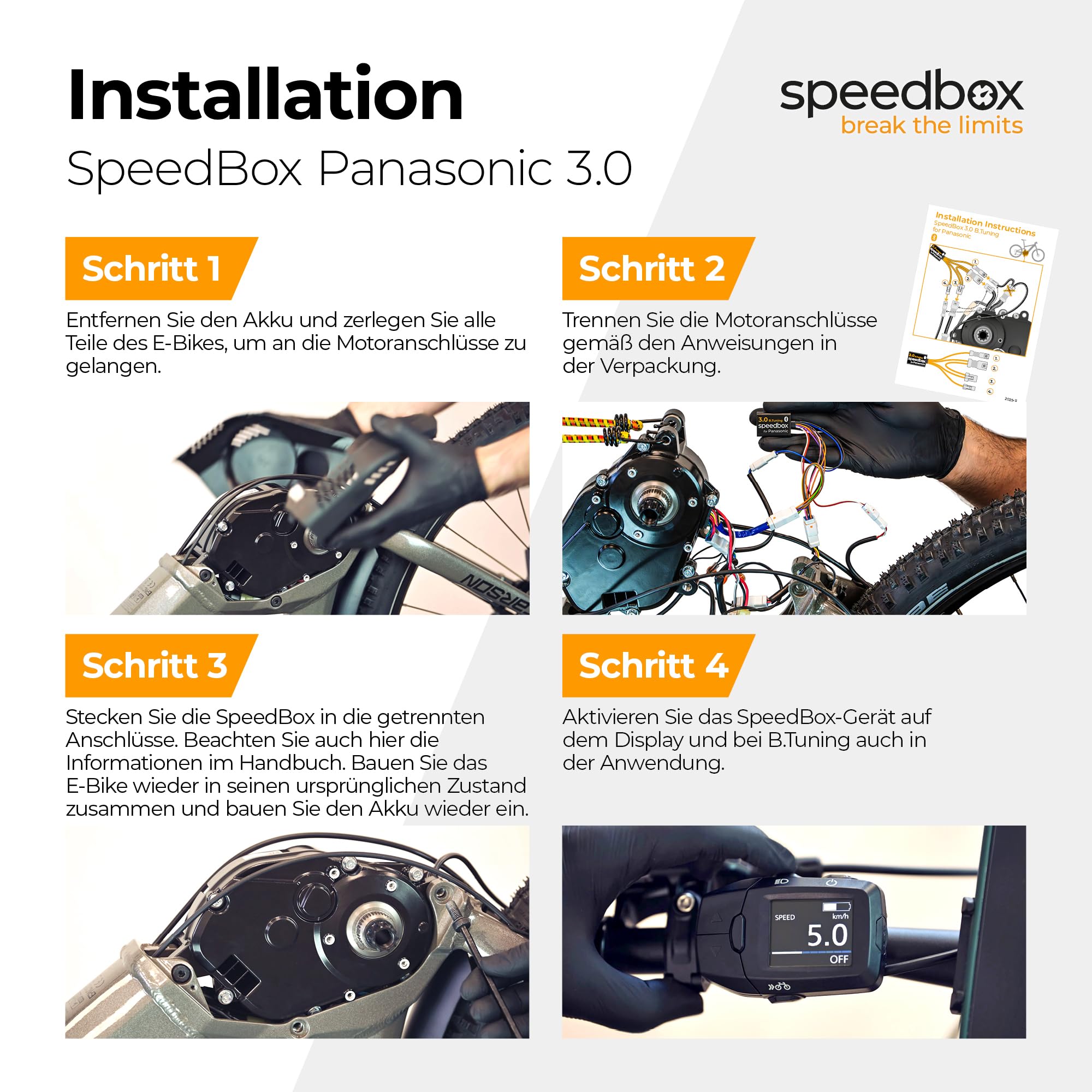 SpeedBox 3.0 Tuning Chip für E-Bikes mit Panasonic GX-Motoren - unbegrenzte Geschwindigkeit, einstellbare Geschwindigkeit