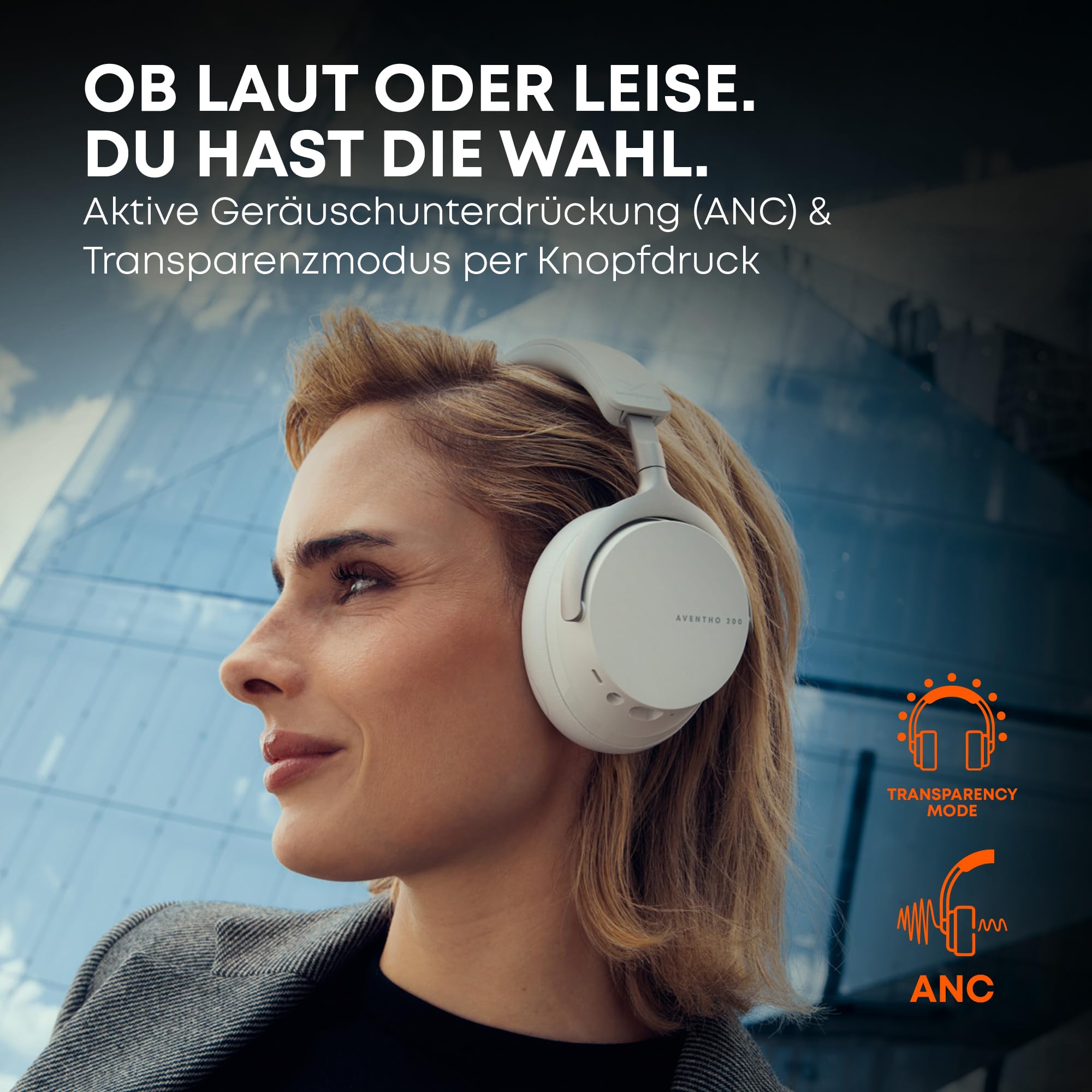 beyerdynamic AVENTHO 200 Wireless Over-Ear Kopfhörer mit aktiver Geräuschunterdrückung, 60 Stunden Akkulaufzeit, austauschbare Ohrpolster, Design in Nordic Grey - neues Update per App verfügbar