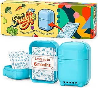The Fridgie! Produce Saver - Drastically Extends the Life of your Fruits & Veggies - Ethylene Gas Absorber - Lasts 6 Months - Slows Ripening, Reduces Food Waste & Preserves Produce