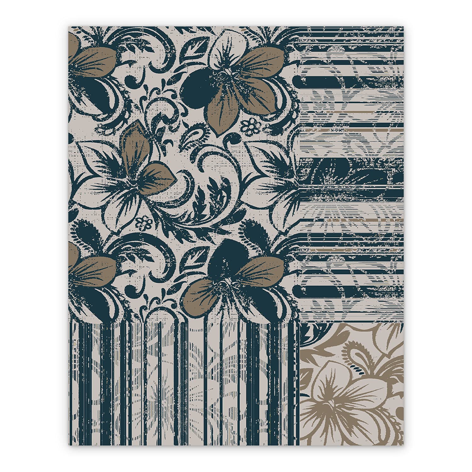 Tapis en vinyle de cuisine antidérapant et imperméable aux motifs de fleurs