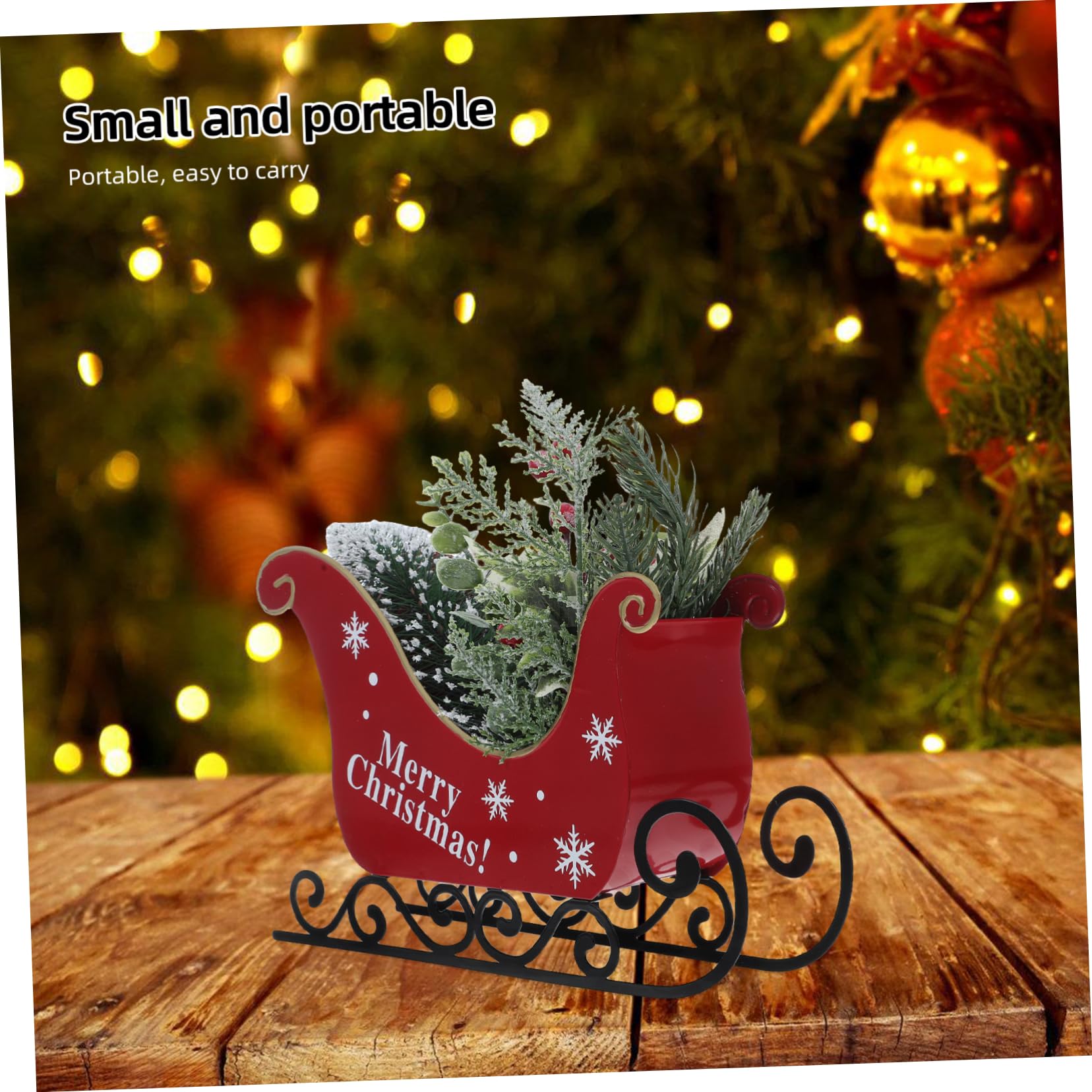 Vaguelly Adorno de Navidad de Forma de Decoración de Mesa Festiva para Hogar Figura de Hierro para Navidad Sin Luz