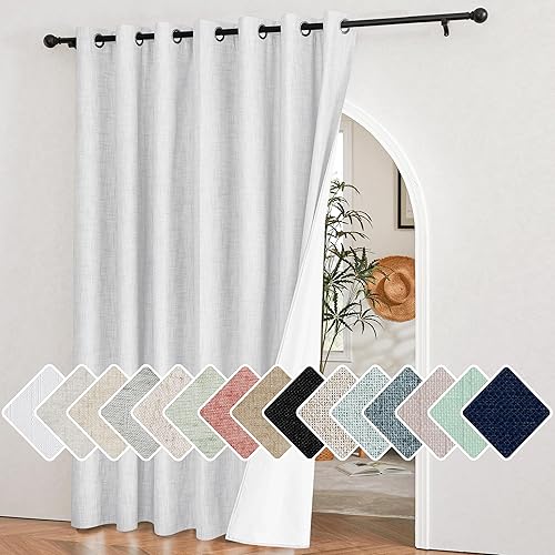 Miniatura 2 de NICETOWN Cortina de lino blanco 100% opaca con aislamiento para patio, 84 pulgadas de largo, color burg, gruesa y completamente opaca para ventana