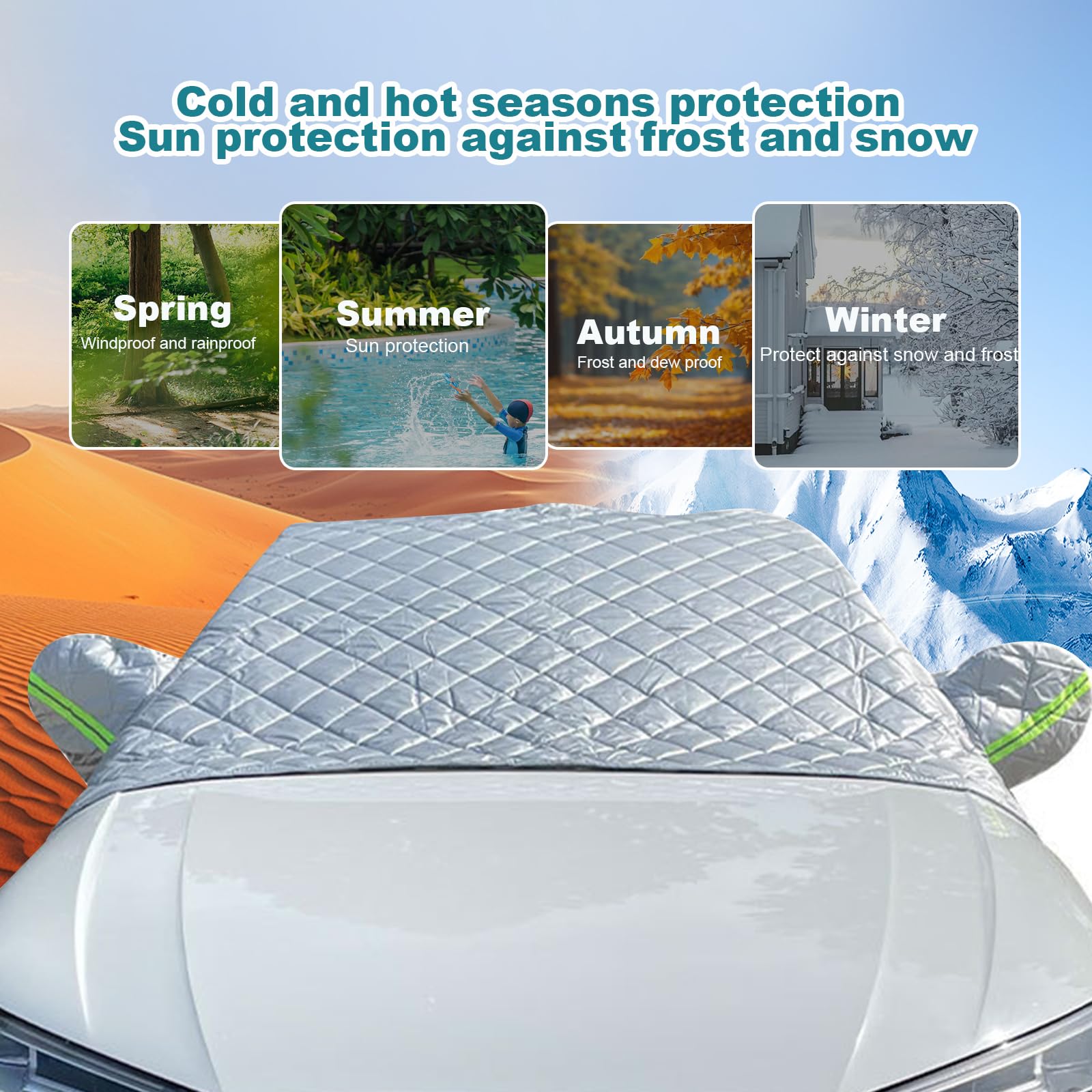 Frontscheibenabdeckung Winter Scheibenabdeckung Auto Windschutzscheibenabdeckung mit Seitenspiegelabdeckung Eindicken, Windschutzscheibe Schnee Abdeckung für die Gegen Schnee, EIS, Frost, Staub