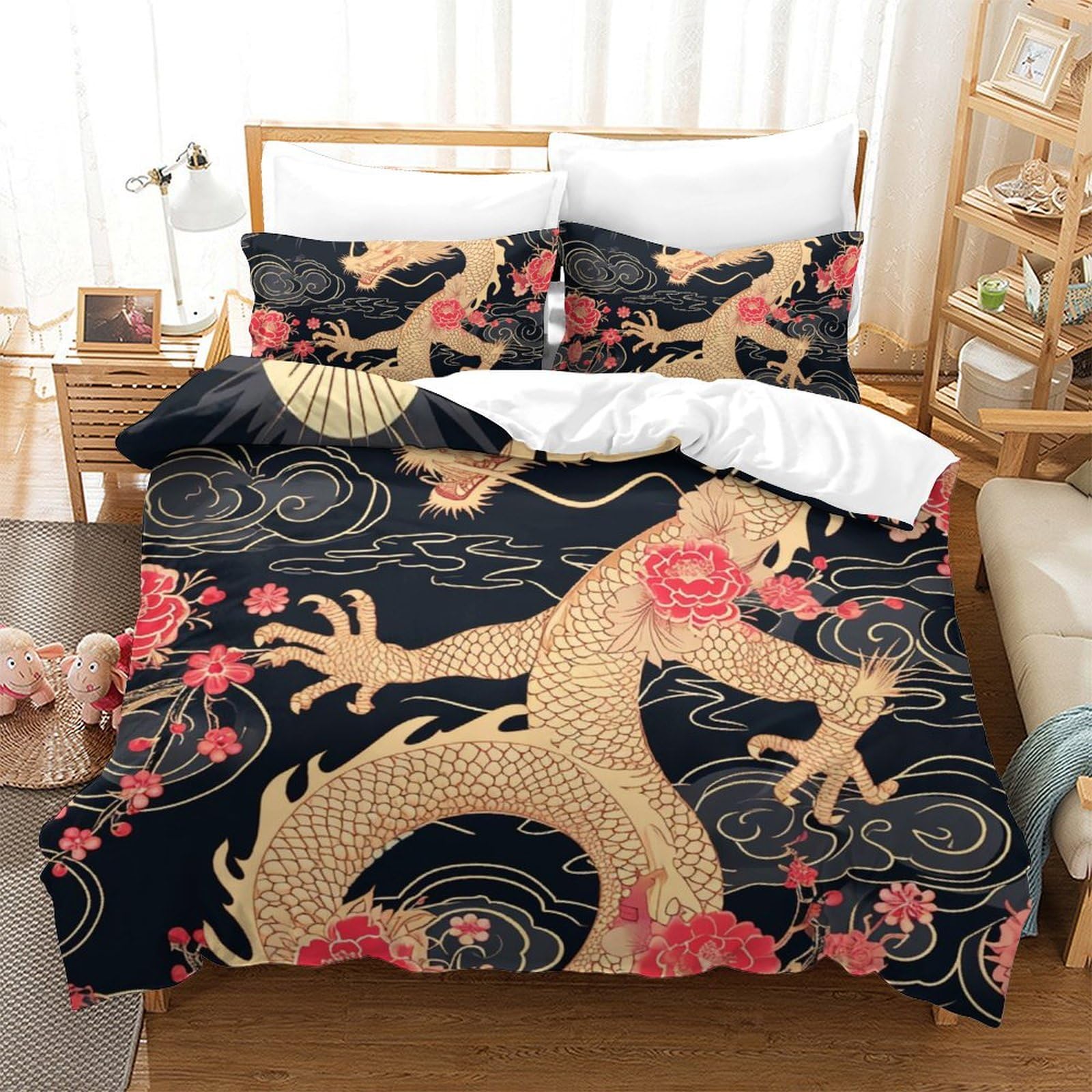 Parure de lit dragon 3D king size en microfibre douce pour une chambre fantastique