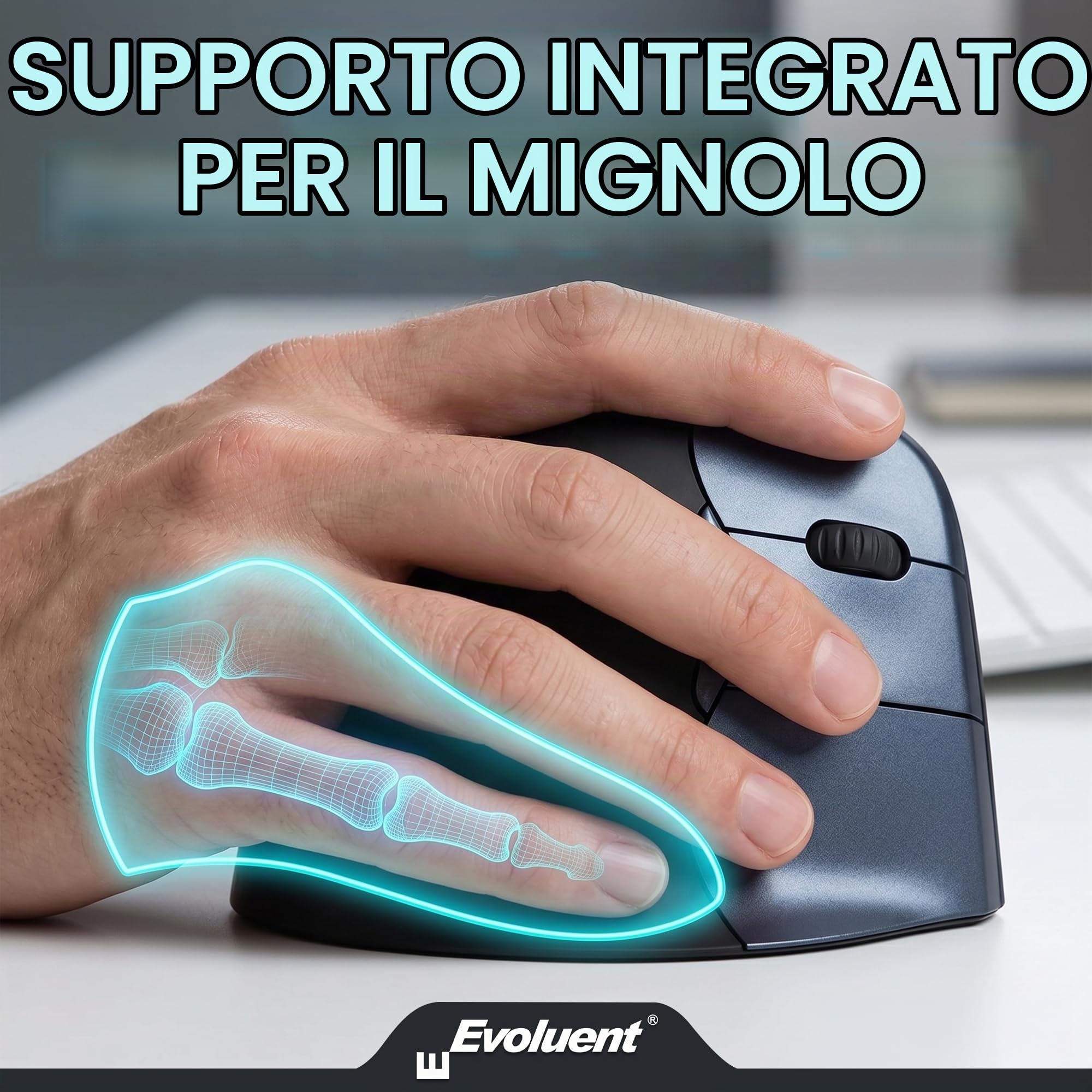 Evoluent Vm4Rw Mouse Verticale Destro Evoluent4 6 Brancolare/Rotella di Scorrimento/In Modalità Wireless