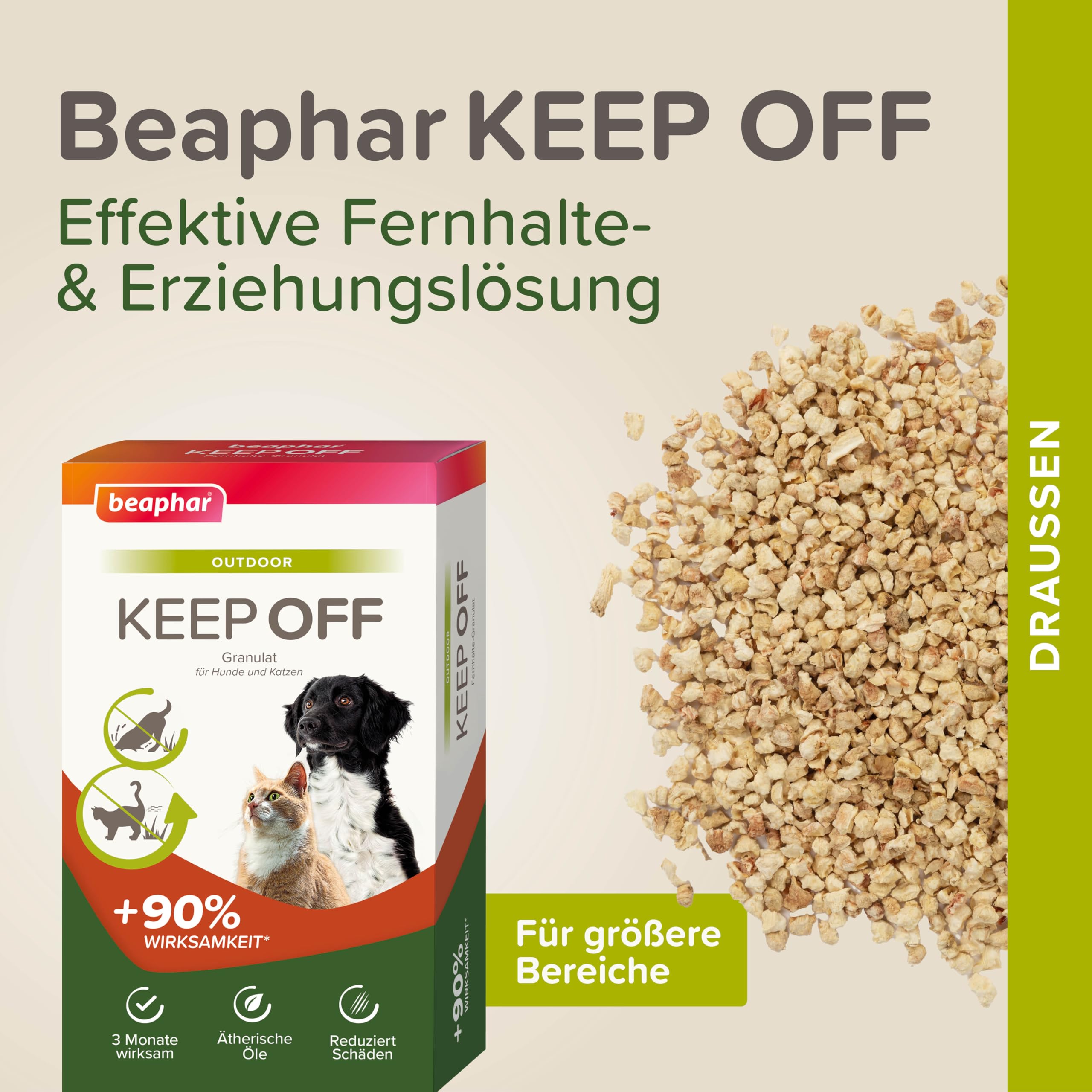 beaphar - Keep Off Fernhalte-Granulat Outdoor - Hält Hunde Und Katzen Von Behandelten Bereichen Fern - Fernhaltemittel - Bis Zu DREI Monate Wirksam - 2X 200 gr