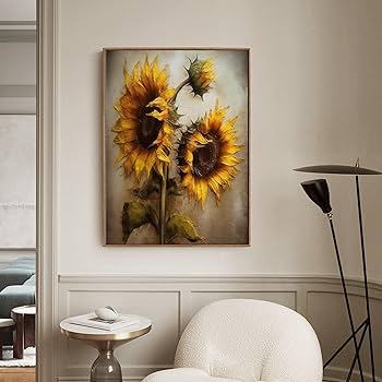 Amazon.com: Jsiluxna Sunflower Painting,Sunflower art