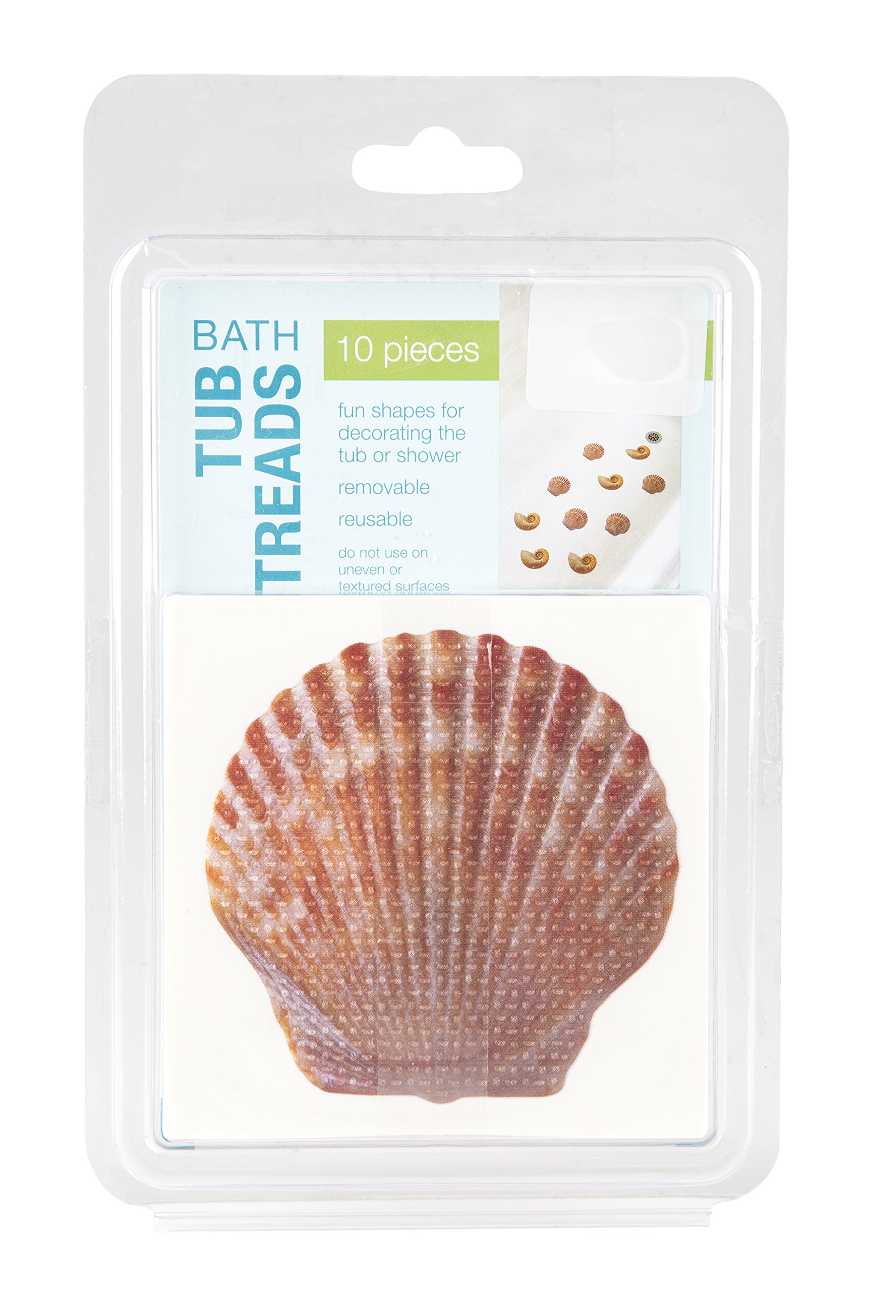 Ginsey Home Solutions Aquatouch Textured Shell Tub Treads - 10-Pack, Light Beige PVC Bathtub Mat