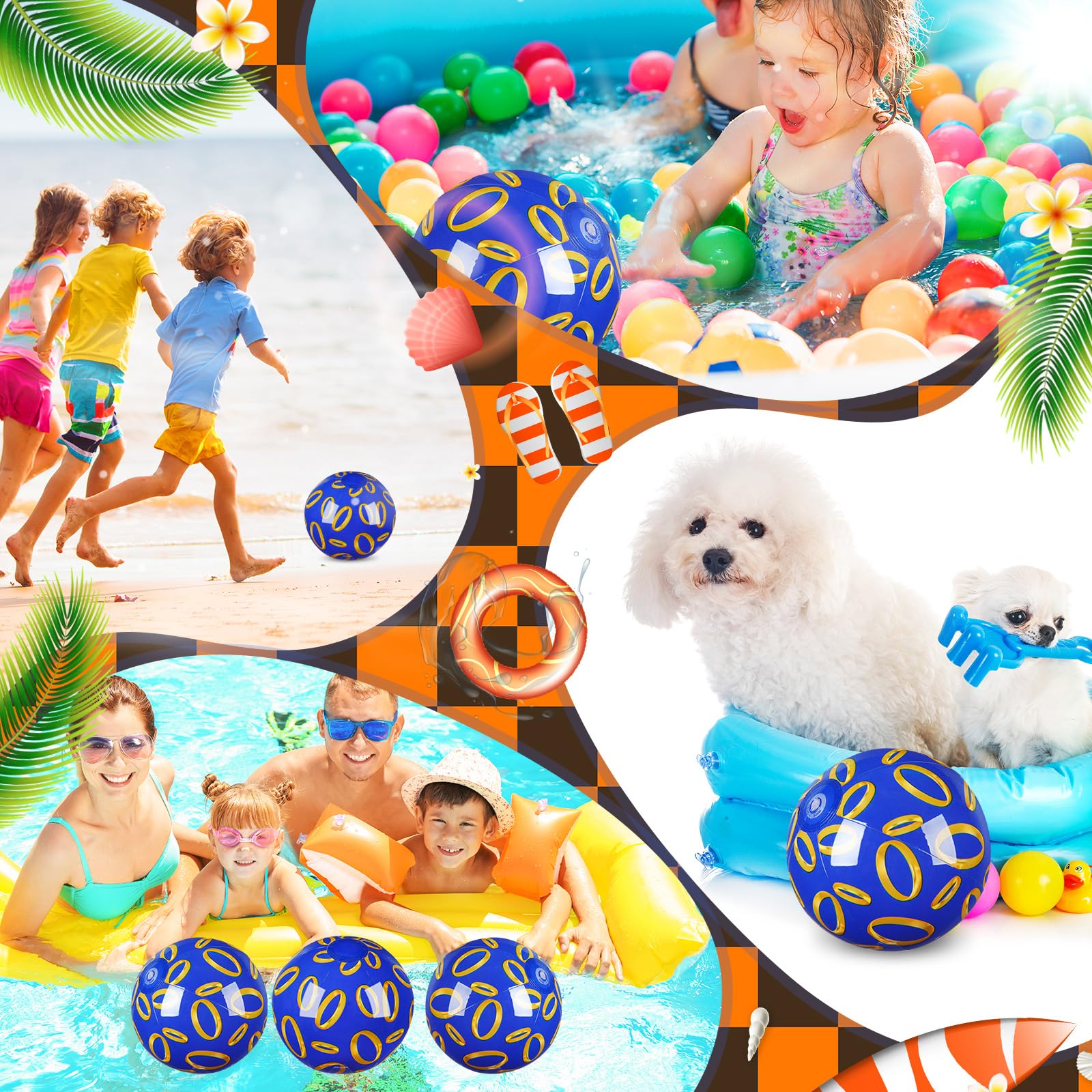 Leyndo Paquete de 12 pelotas de playa temáticas para niños de 7.87 pulgadas a granel para piscina de verano y regalos de juegos de playa y suministros de fiesta de cumpleaños y decoración de fiesta de