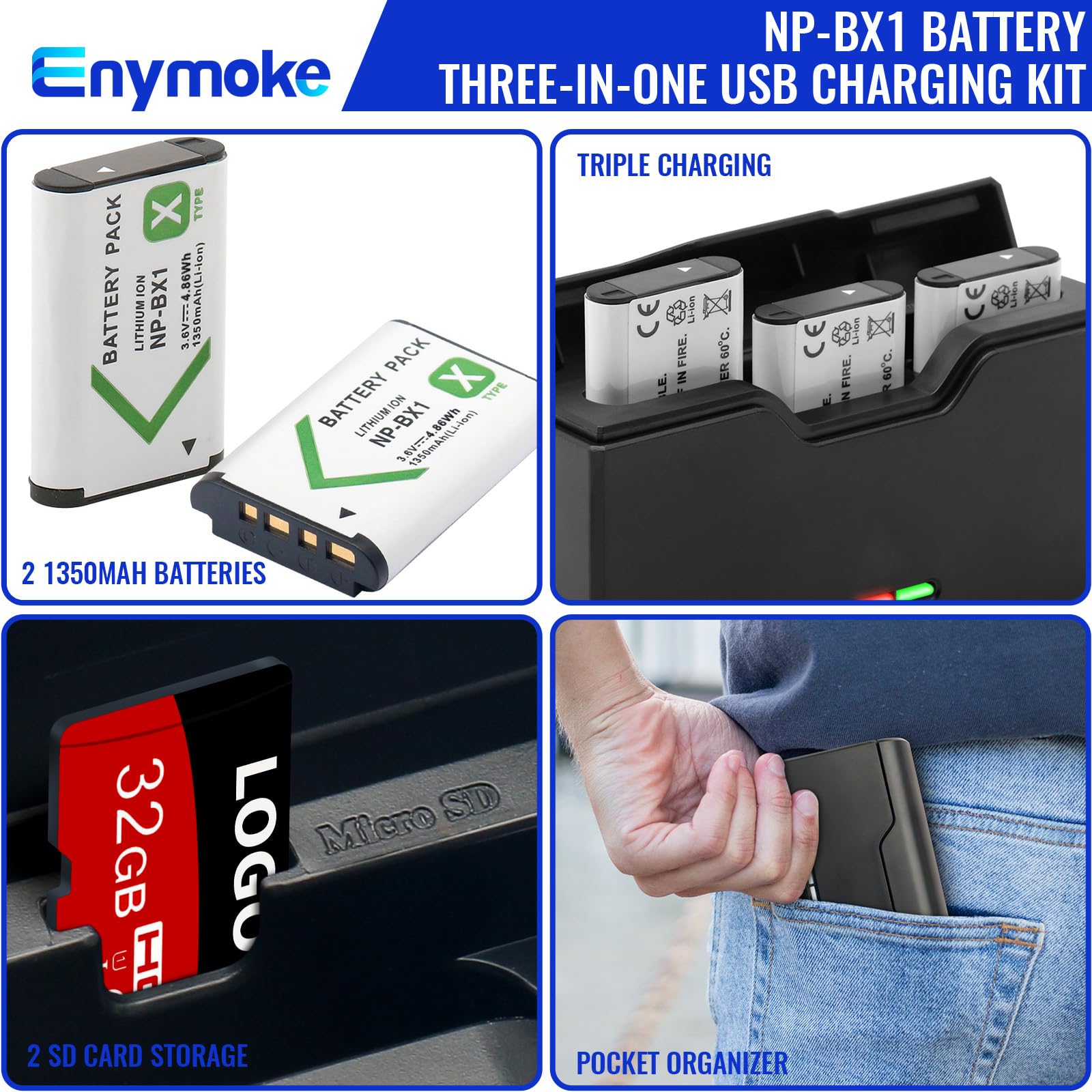 2000mAh Batterie NP-BX1 (Pack De 2) Et Kit De Chargeur