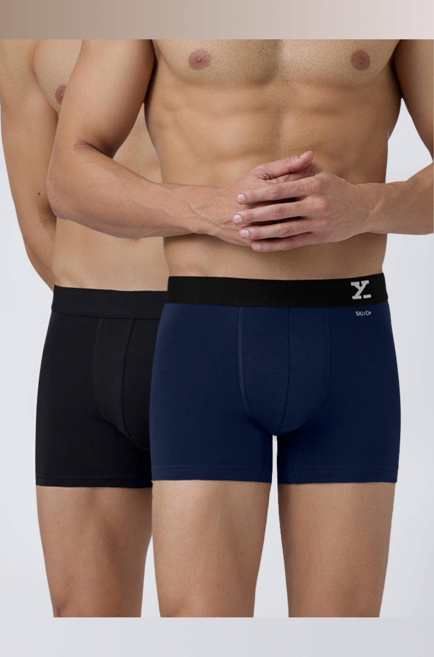 Men's Aero Super Combed Cotton Regular Fit Solid Antimicrobial Trunks with No Marks Waistband (Pack of 2)