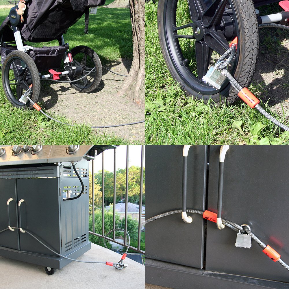 BV Câble antivol robuste de 9,1 m avec boucles – Câble en acier tressé résistant aux coupures – Polyvalent et résistant aux intempéries – Chaîne de sécurité pour cadenas, cadenas à chaîne, antivol