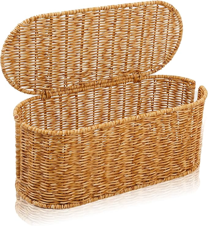 Caja Organizadora de Cables de Rattan Natural 15.9" x 6.5" miniatura 8
