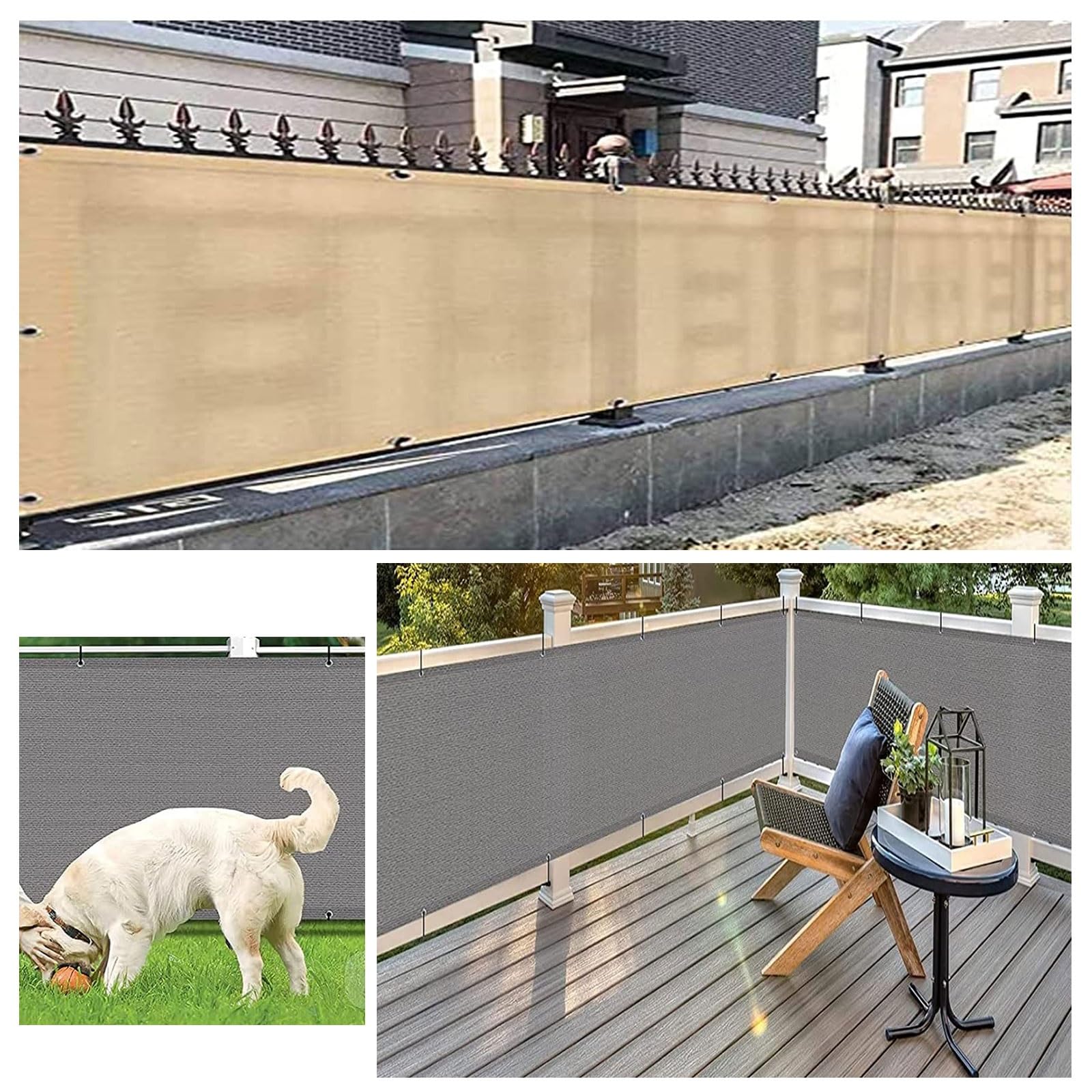 Balkon Ekran Prywatności Wiatr 145 x 350 cm Odporny na warunki atmosferyczne Parawan Balkonowy Parawan Wiatrowy z opaskami kablowymi do Balkonu Zadaszenie Balkonu Patio, brązowy