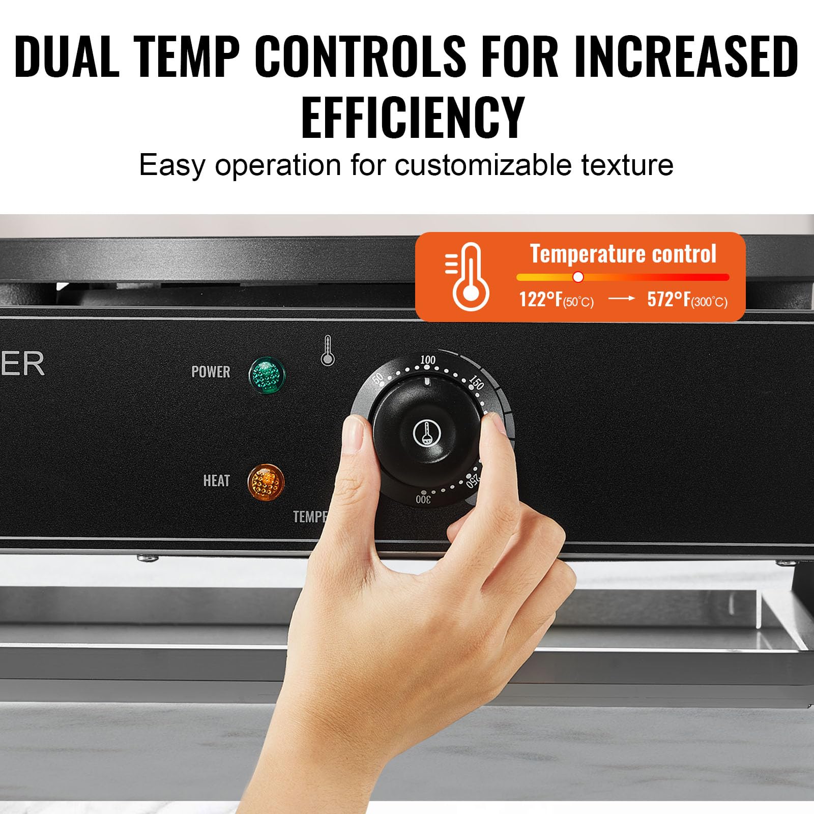 VEVOR Crepiera Elettrica, Macchina per Crepes Commerciale a Doppia Testa 406 mm, Piastra Crepes Piastra Piana 6000 W, Macchina in Acciaio Inox Antiaderente, Fornello Circolare, Senza Spina