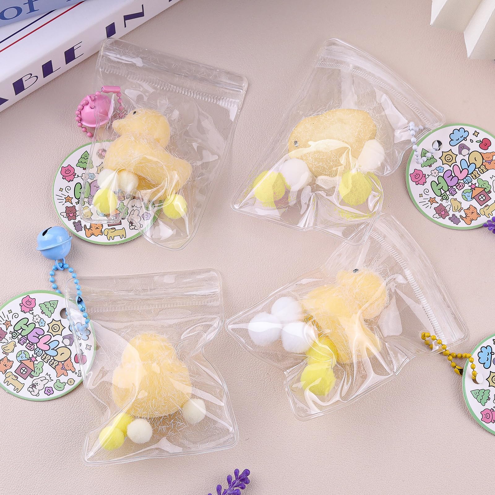 Anboor 4Pcs Mini Animals Squishies Toys, Kawaii Duck Chick Squishies Animals for Backpack, Novelty Fidget Sensory Relief Stress Toy for Kids and Adults (Random Styles)